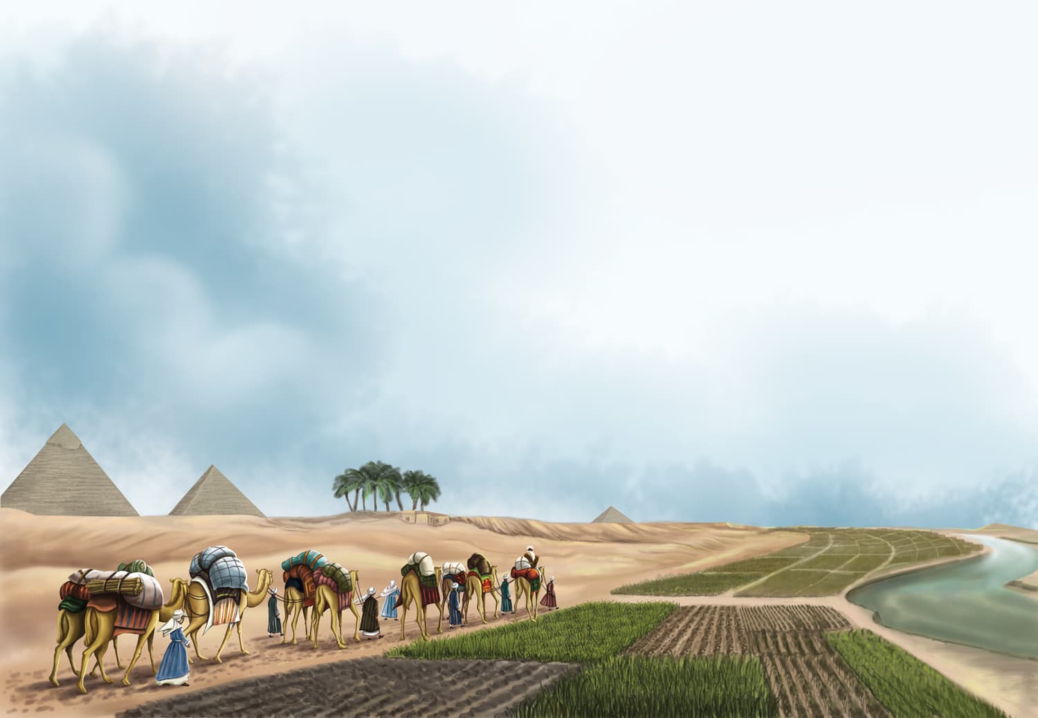 Ancient Egypt Camel Caravan Illustration by Emberleaf Creative Studio