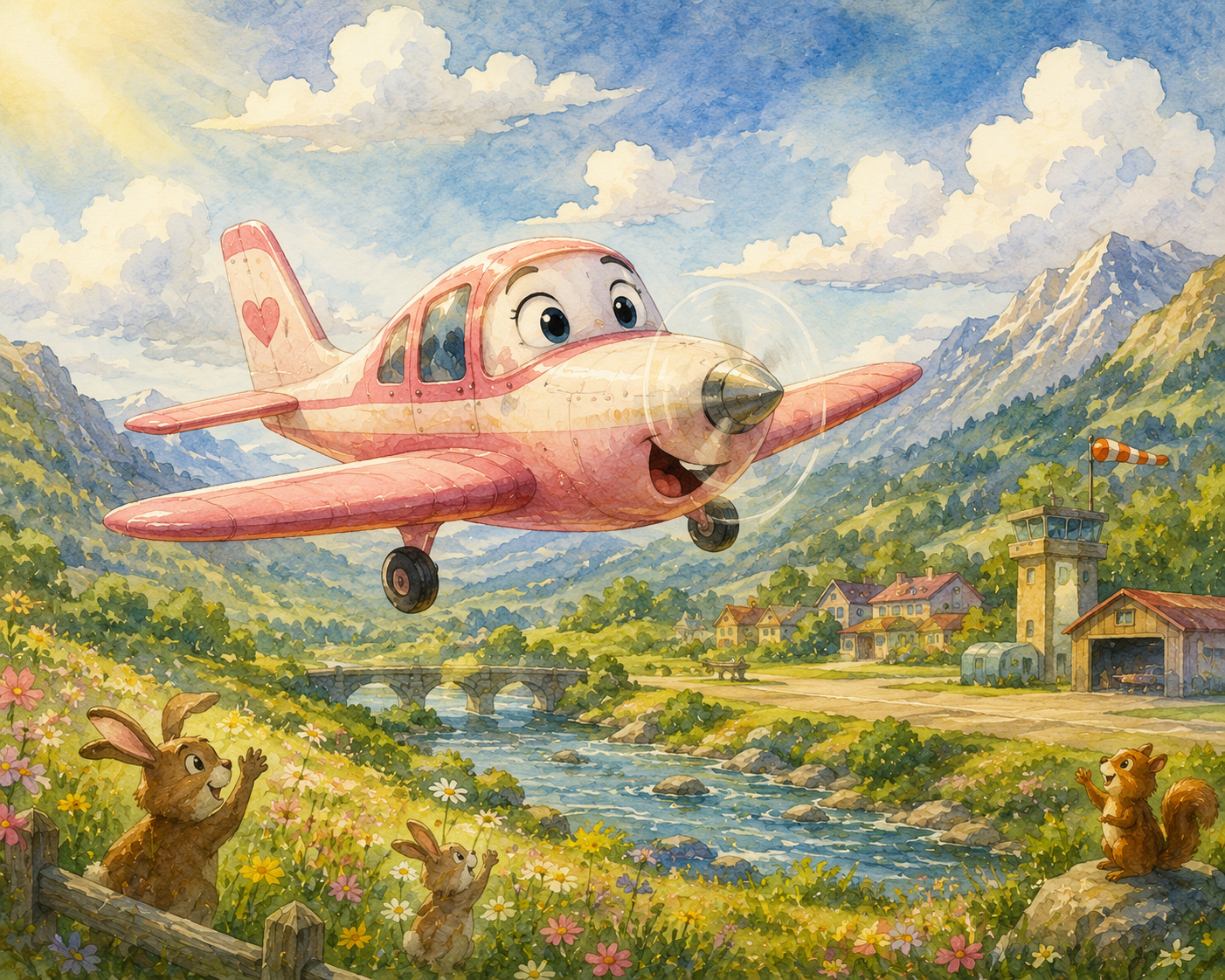 Childrens Book Airplane Illustration by Emberleaf Creative Studio