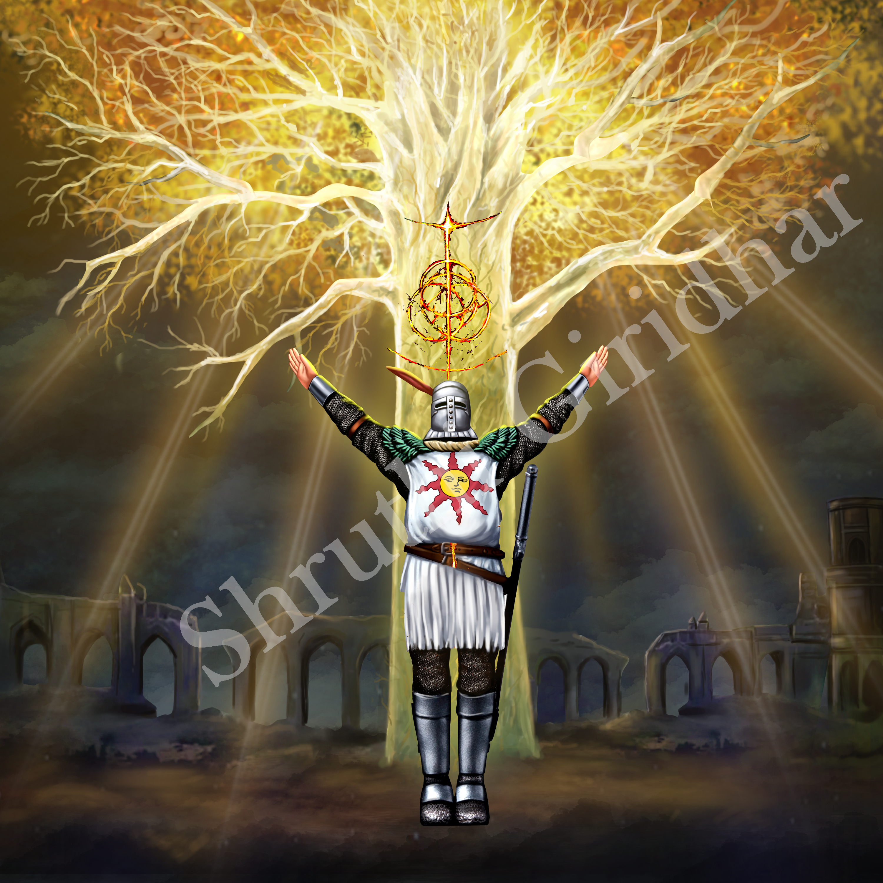 Fantasy Knight Tree Illustration by Emberleaf Creative Studio