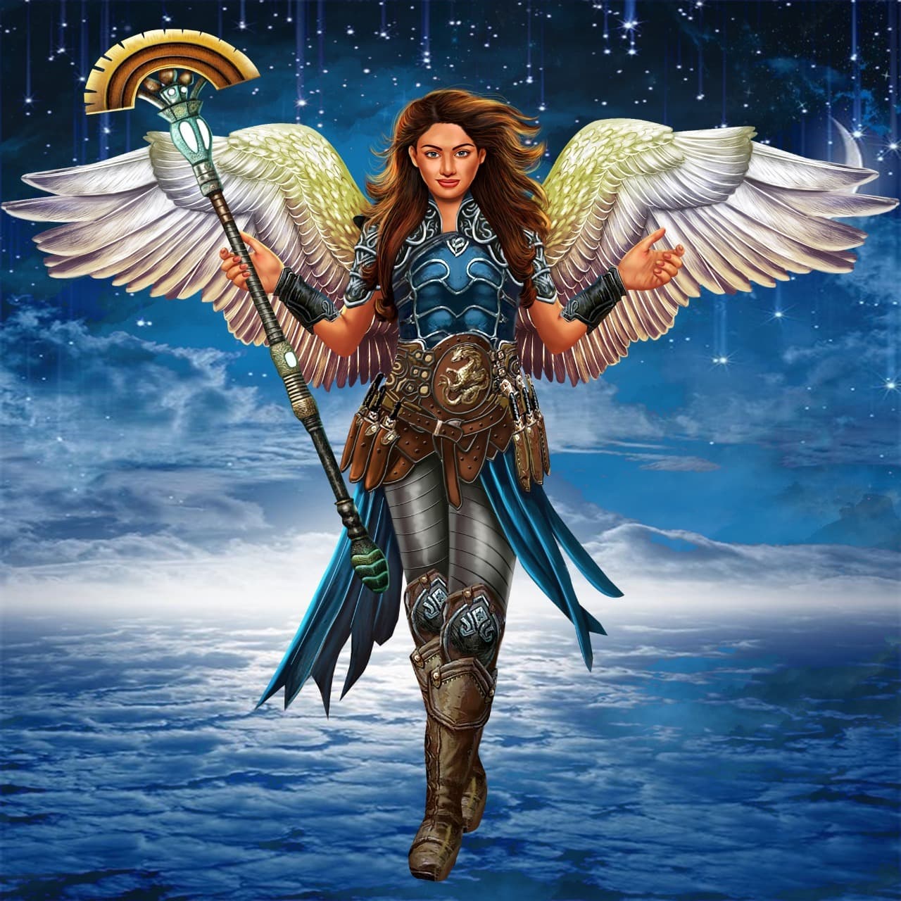 Fantasy Winged Warrior Illustration by Emberleaf Creative Studio