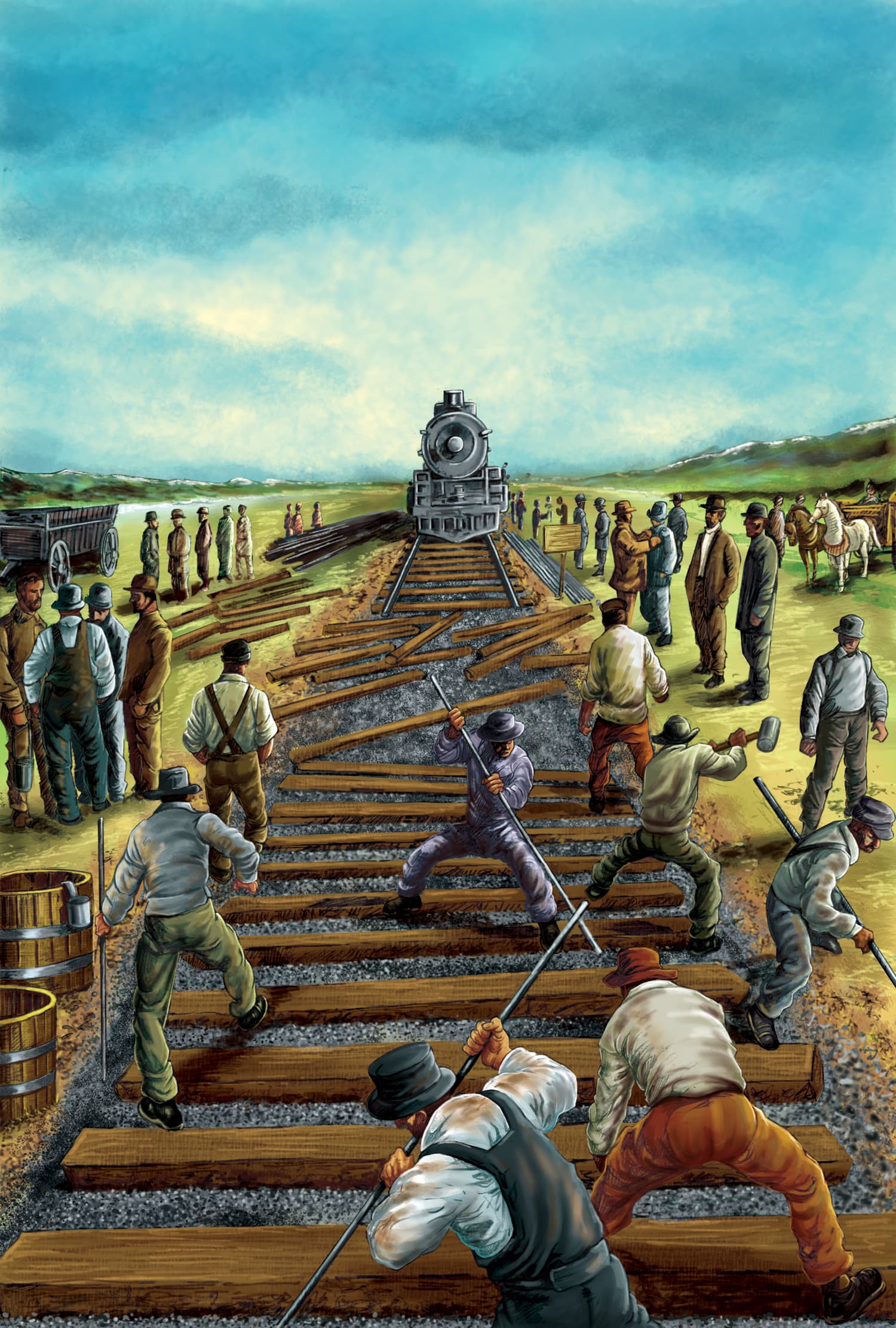 Historical Railway Construction Illustration by Emberleaf Creative Studio