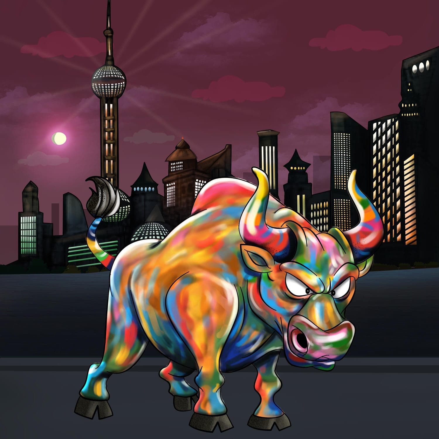 Rainbow Bull City by Emberleaf Creative Studio
