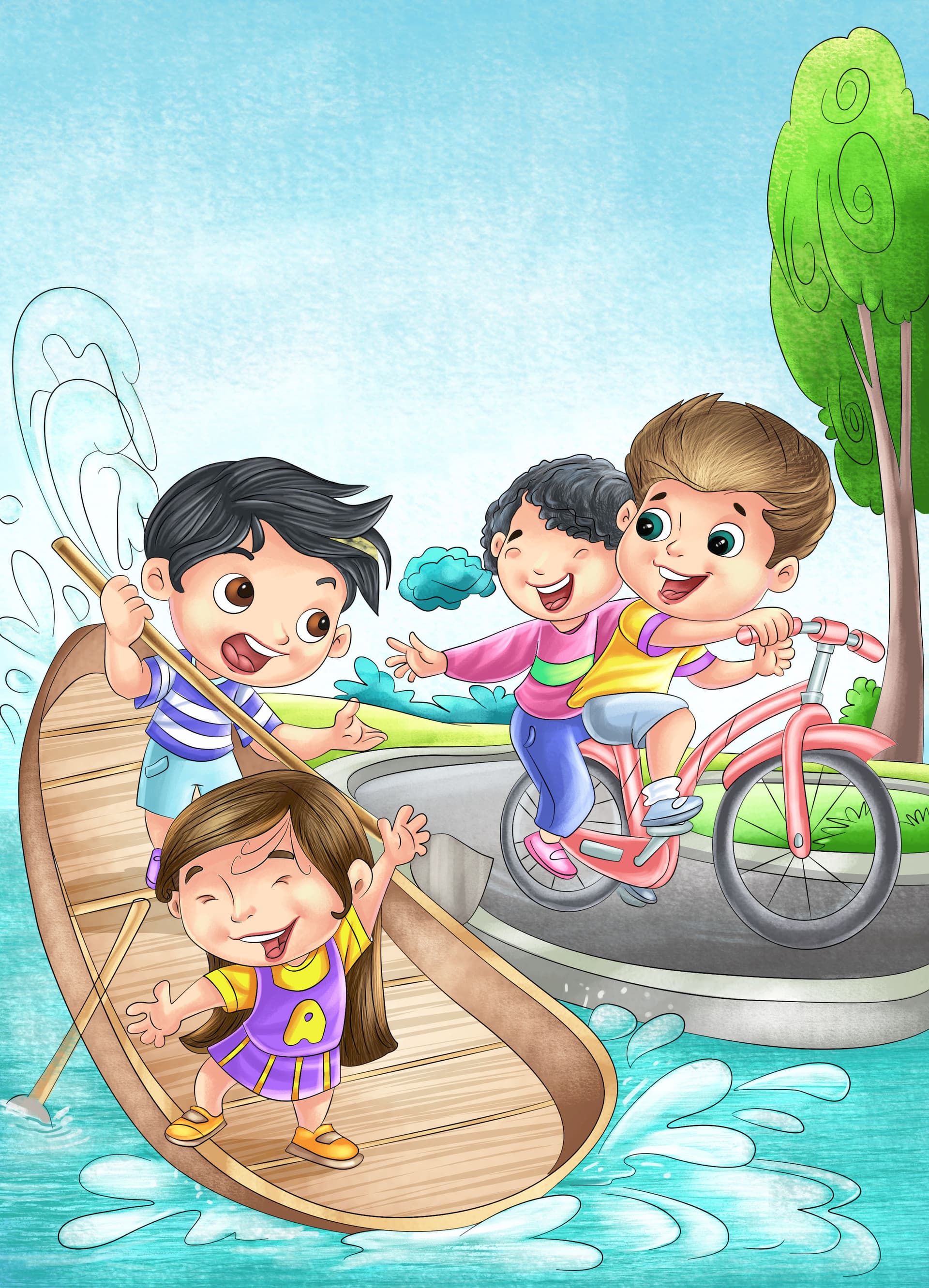 Children Boat Scene by Emberleaf Creative Studio