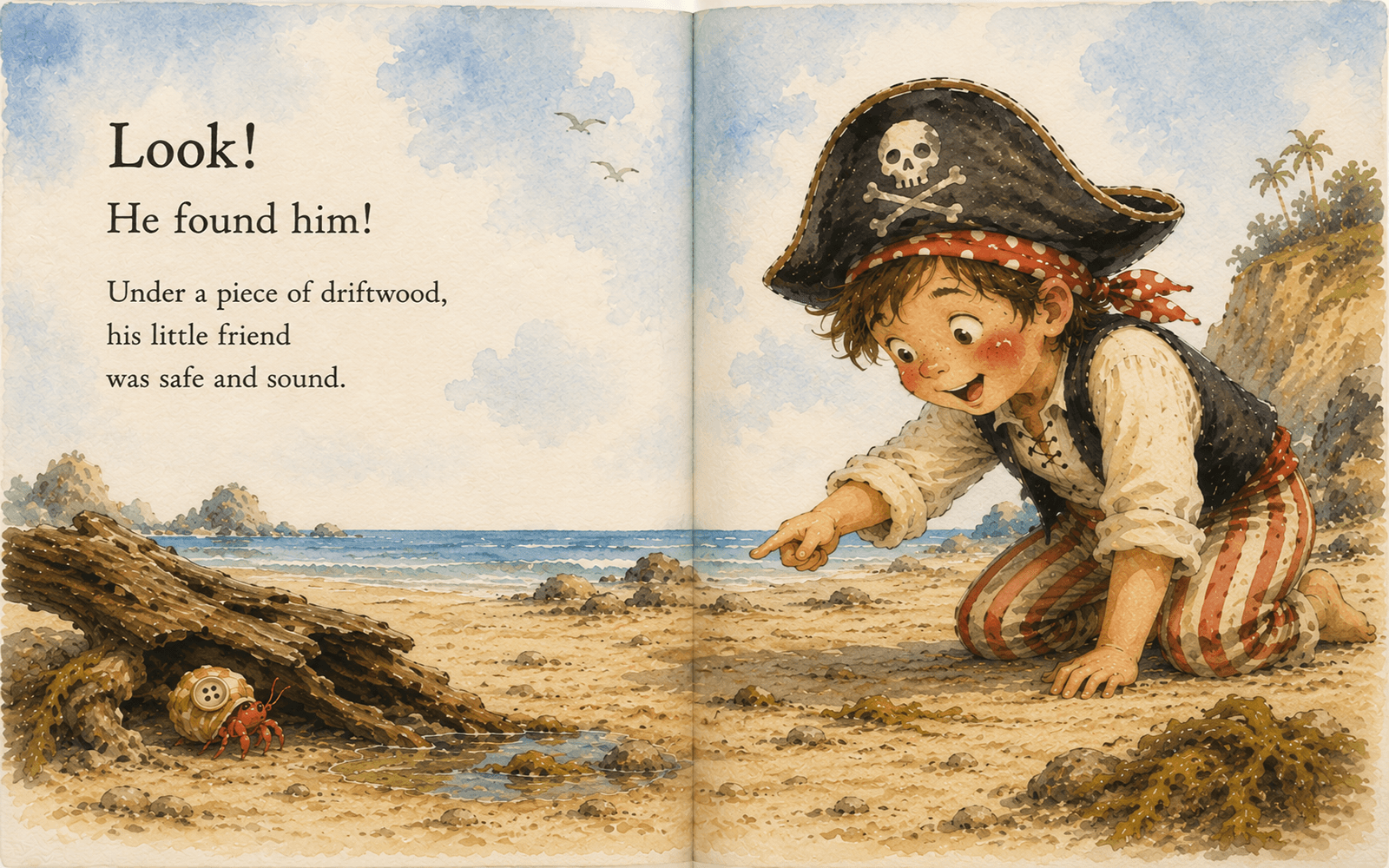 Story-driven children's picture book spread